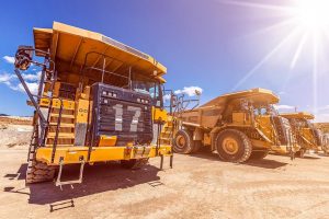 dumper trucks on construction site