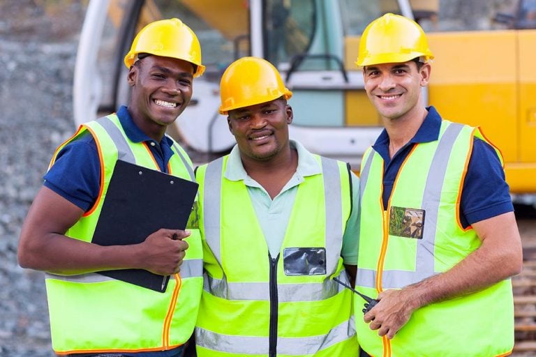smiling construction workers