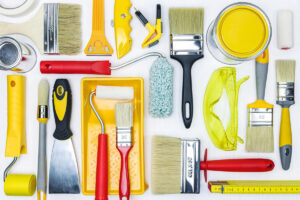 different painting tools for house renovation