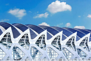 Blue and White Concrete Building