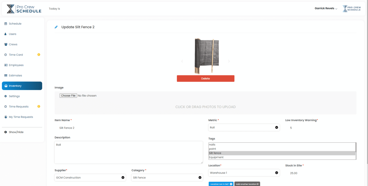 Inventory Management System | PRO CREW SCHEDULE