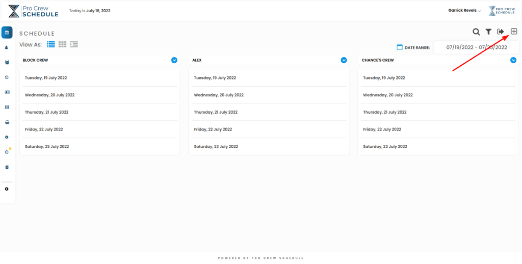 Step 3 - Adding New Schedule | PRO CREW SCHEDULE