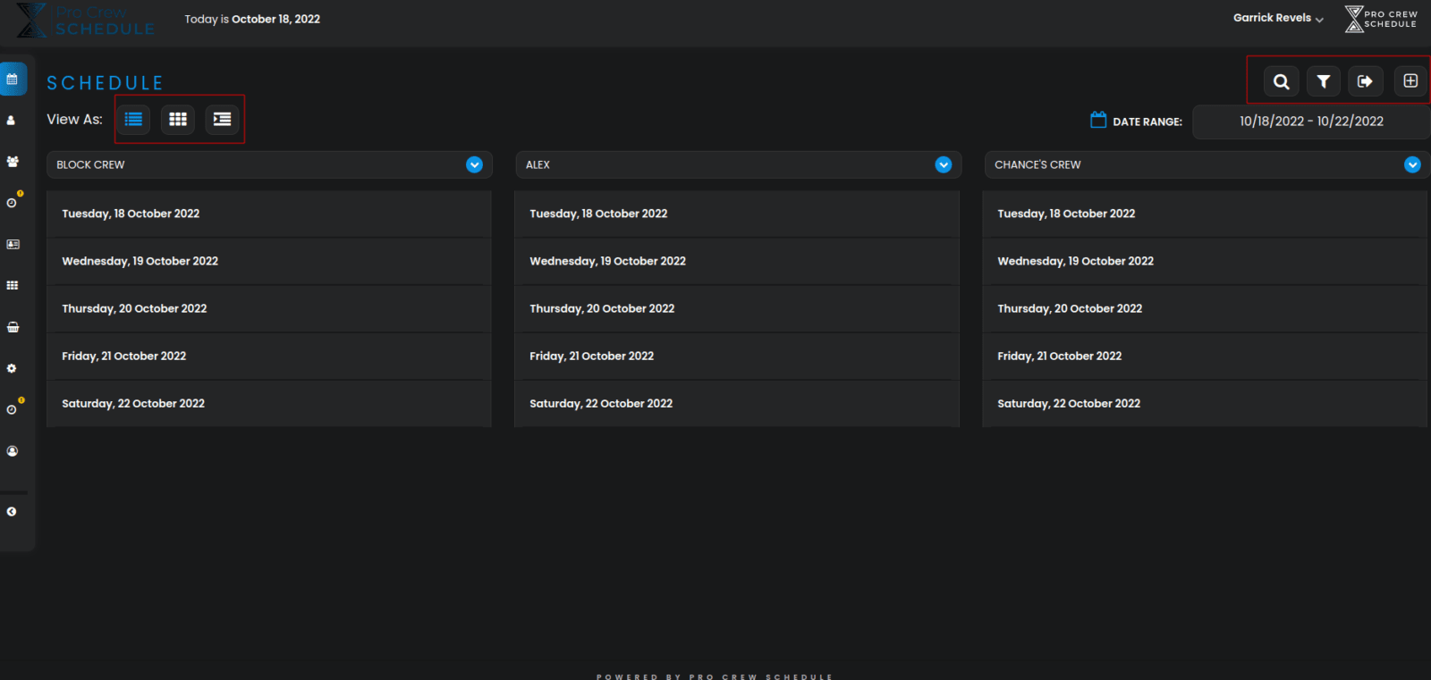 | 2.4 Updates PRO CREW SCHEDULE